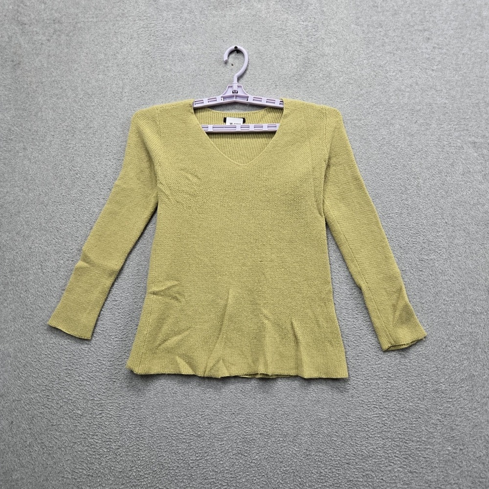 Eileen Fisher Women Sweater M Light Green Viscose Wool Italian Yarn READ